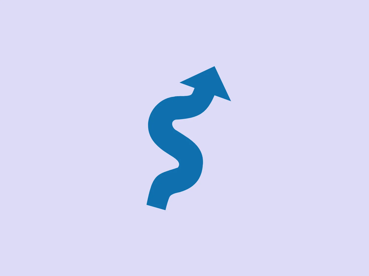 The uShip logo features a winding arrow with a dynamic, serpentine form that twists upwards, conveying movement and progress. The design uses a single, solid shade of medium to dark blue, with smooth, evenly thick lines and a neatly pointed arrowhead, suggesting precision and forward direction. The logo exudes modernity and forward-thinking energy while maintaining a professional finish.