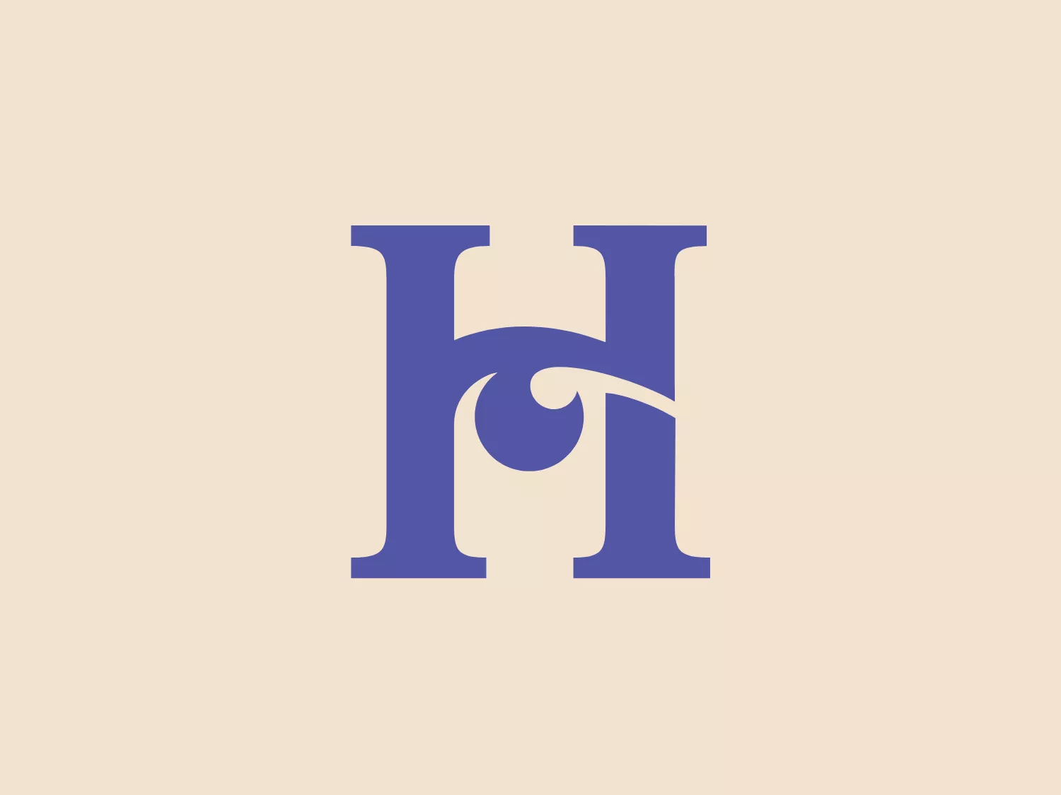 The Tulsa History logo showcases a stylized letter 'H' in a bold serif font, in a rich shade of purple. The use of negative space forms an abstract swirl within the letter, adding a touch of elegance and creativity to the design. This simple yet sophisticated logo is complemented by the unique flourish, hinting at luxury, innovation, or artistic flair.