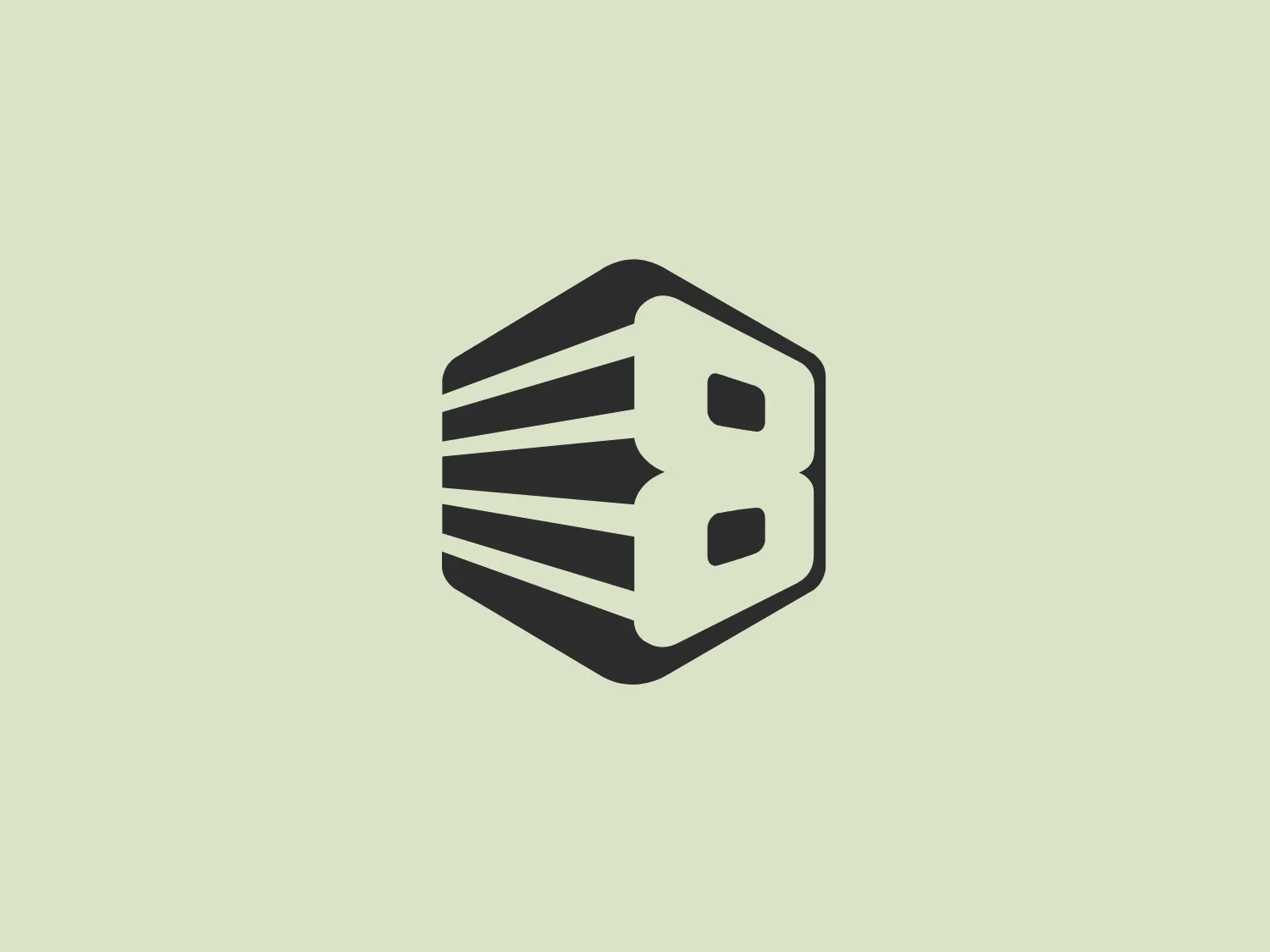 The logo for Stack8 features a stylized, abstract design resembling a three-dimensional hexagon with its top surface facing the viewer. The main graphic consists of a capital letter "B" integrated into the hexagon's surface using negative space techniques. Blue horizontal lines add depth, suggesting the letter is etched into the hexagon or emerging from it. The color palette is a vivid, eye-catching shade of blue against a clean white background, contributing to its modern and technological feel.