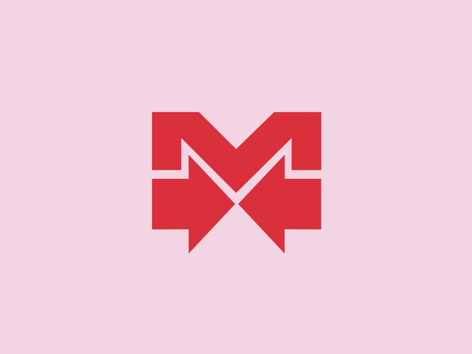 The Logo for Magnum Magnetics features a symmetrical design with a bold, angular silhouette creating an abstract letter "M." Comprised of four red shapes with sharp angles, the design gives the impression of interlocking chevrons or arrows, while the negative space forms an inverted "V" that reinforces the "M" silhouette. The flat and uniform colors, without gradients, achieve a modern and minimalistic look, conveying movement, precision, and strength.