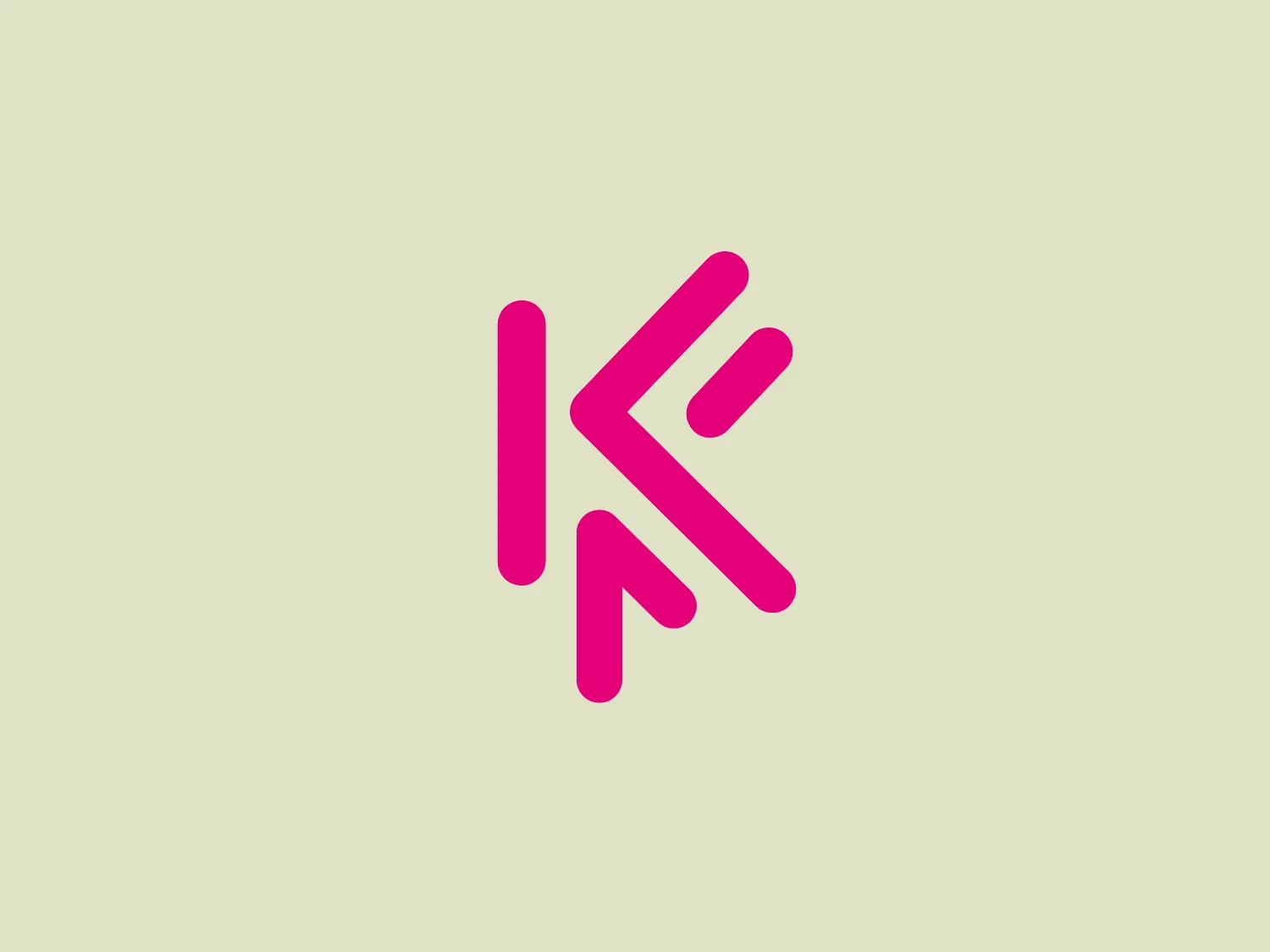 The Katapult logo contains a stylized, abstract design composed of geometric shapes that form a symbol resembling an arrow or a permutation of the letter "K". It has a vibrantly modern magenta hue which gives it an energetic presence. The logo's aesthetic is minimalist and bold, with thick lines and sharp angles that convey motion and forward momentum. No additional textures or gradients are present, reinforcing its clean and contemporary feel.