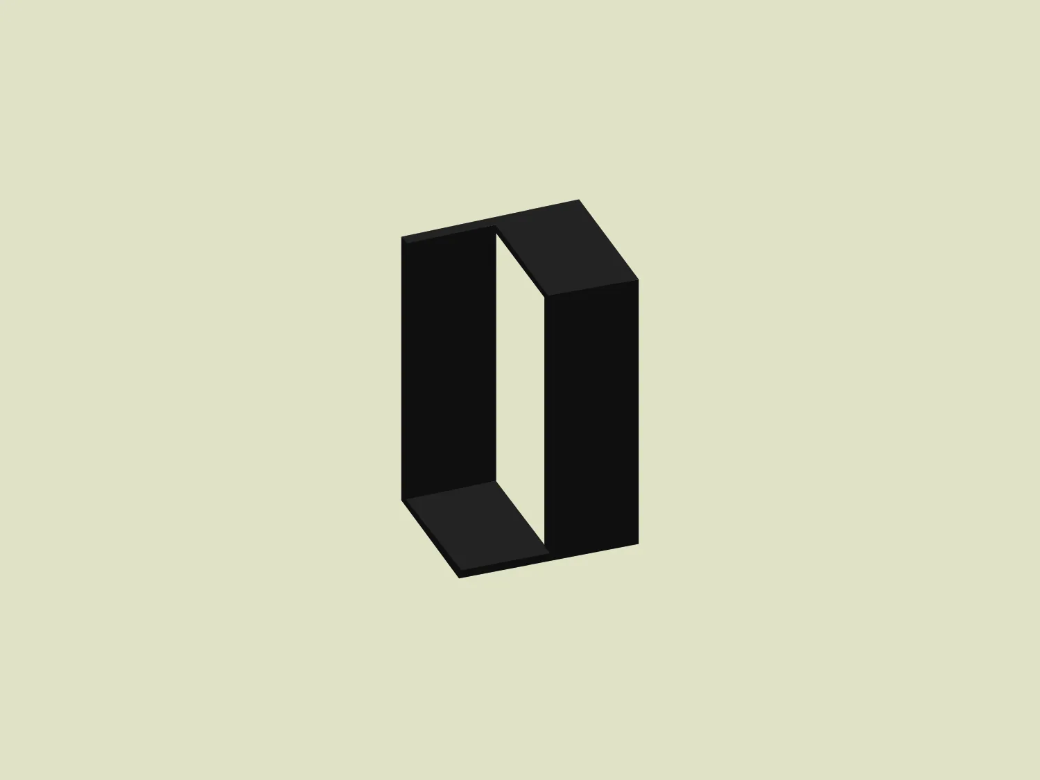 The business logo for ObliqueFX showcases a three-dimensional, geometric shape resembling the capital letter "D". It has a modern, minimalist design with clean lines and sharp angles. The color of the shape is a rich, dark gray with subtle gradients affording it a sense of depth and solidity. The left and right planes of the "D" appear darker, while the connecting plane on the far right displays a lighter shade, contributing to the three-dimensional illusion. There are no additional embellishments or text, giving the logo a contemporary and versatile aesthetic, suitable for various branding applications.