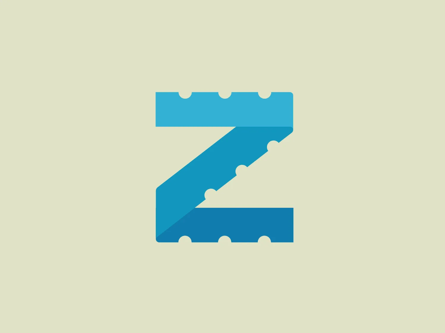 The image depicts a stylized letter "Z" with a modern and digital aesthetic. The letter has a bright cyan to turquoise gradient, giving it a vibrant and dynamic feel. The "Z" consists of two parallelogram shapes, forming the top and bottom strokes, connected by a diagonal stroke, also in the form of a parallelogram. The corners of the parallelograms feature a unique detail that resembles circuit board connectors or digital pixels, which further enhances the tech-inspired look of the design. The simplicity and sharpness of the shapes indicate a contemporary, high-tech brand.