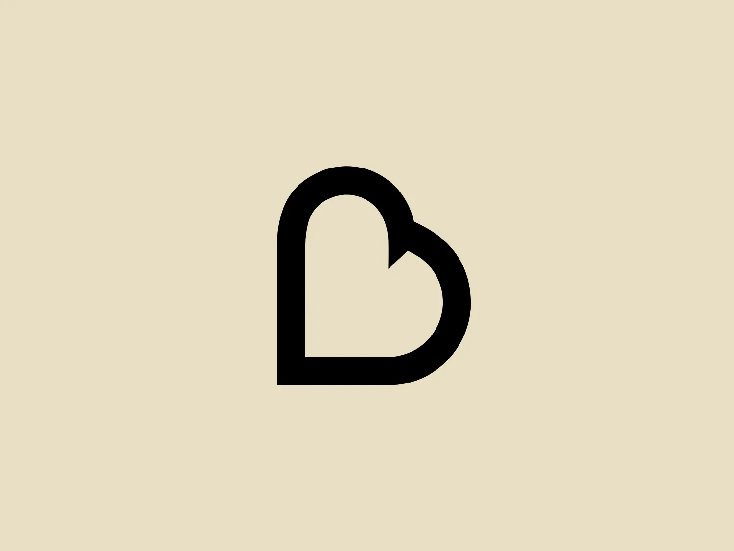 The image displays the Beatson Cancer Charity logo, a simple and modern design featuring a singular, abstract shape that merges the silhouette of a heart with what appears to be a lowercase letter 'b'. Bold, black lines are used to create a minimalistic and balanced design, with the heart curvature on the left softening the sharp lines and angles on the right. This clean and versatile logo stands out elegantly against a light and subtle background.