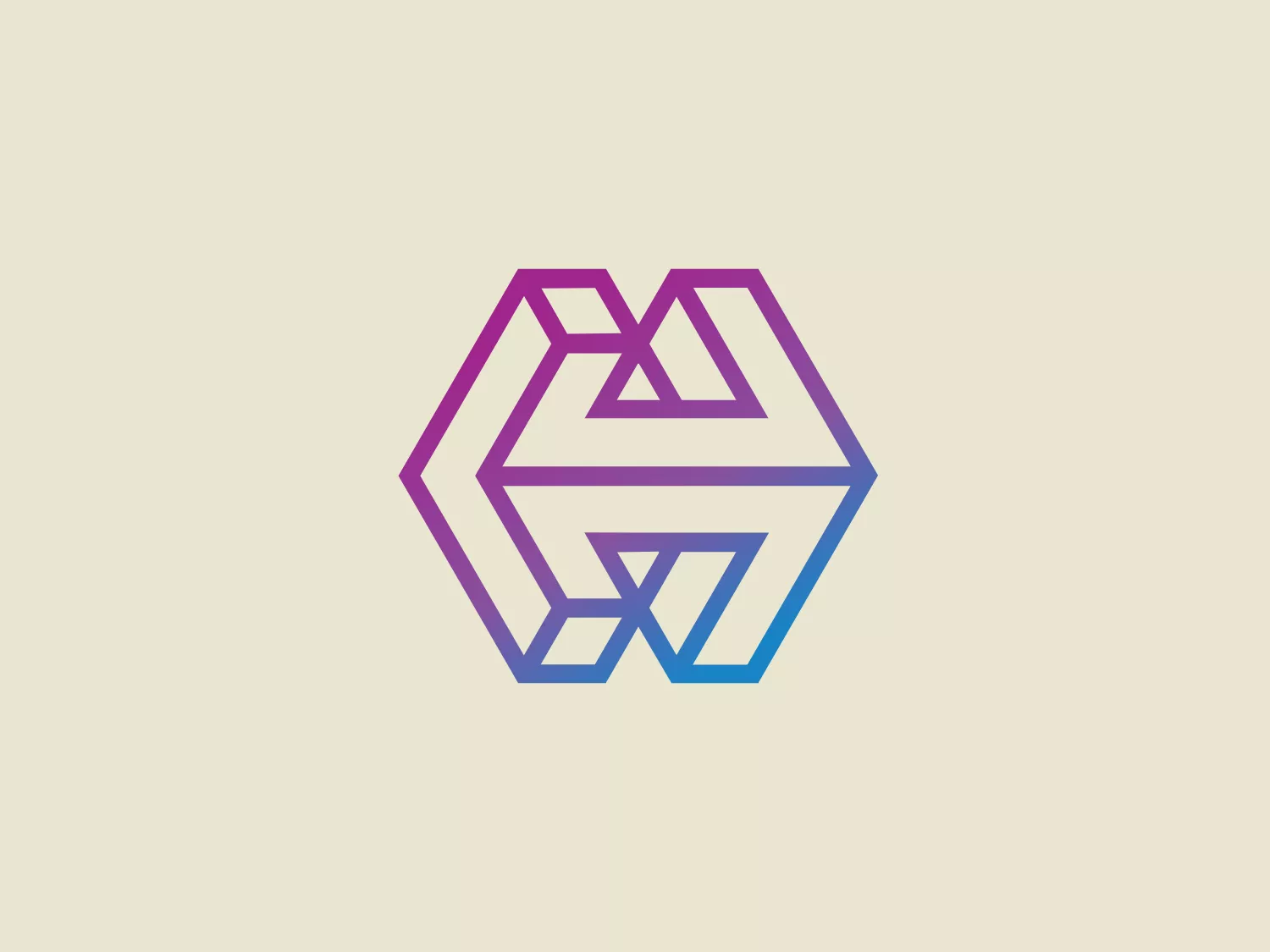 The logo presented features a modern, abstract design, comprising geometric hexagonal shapes intertwined to create what appears to be an impossible figure akin to a three-dimensional optical illusion. The design employs a gradient of colors, transitioning smoothly from a rich purple on the upper left to a cooler blue on the bottom right, giving the Hexagon Design Studios logo a vibrant and dynamic appearance. The interplay of lines and shades produces a sense of depth and complexity, while the symmetry ensures a balanced and harmonious look. Its sleek and contemporary aesthetic suggests innovation and creativity.