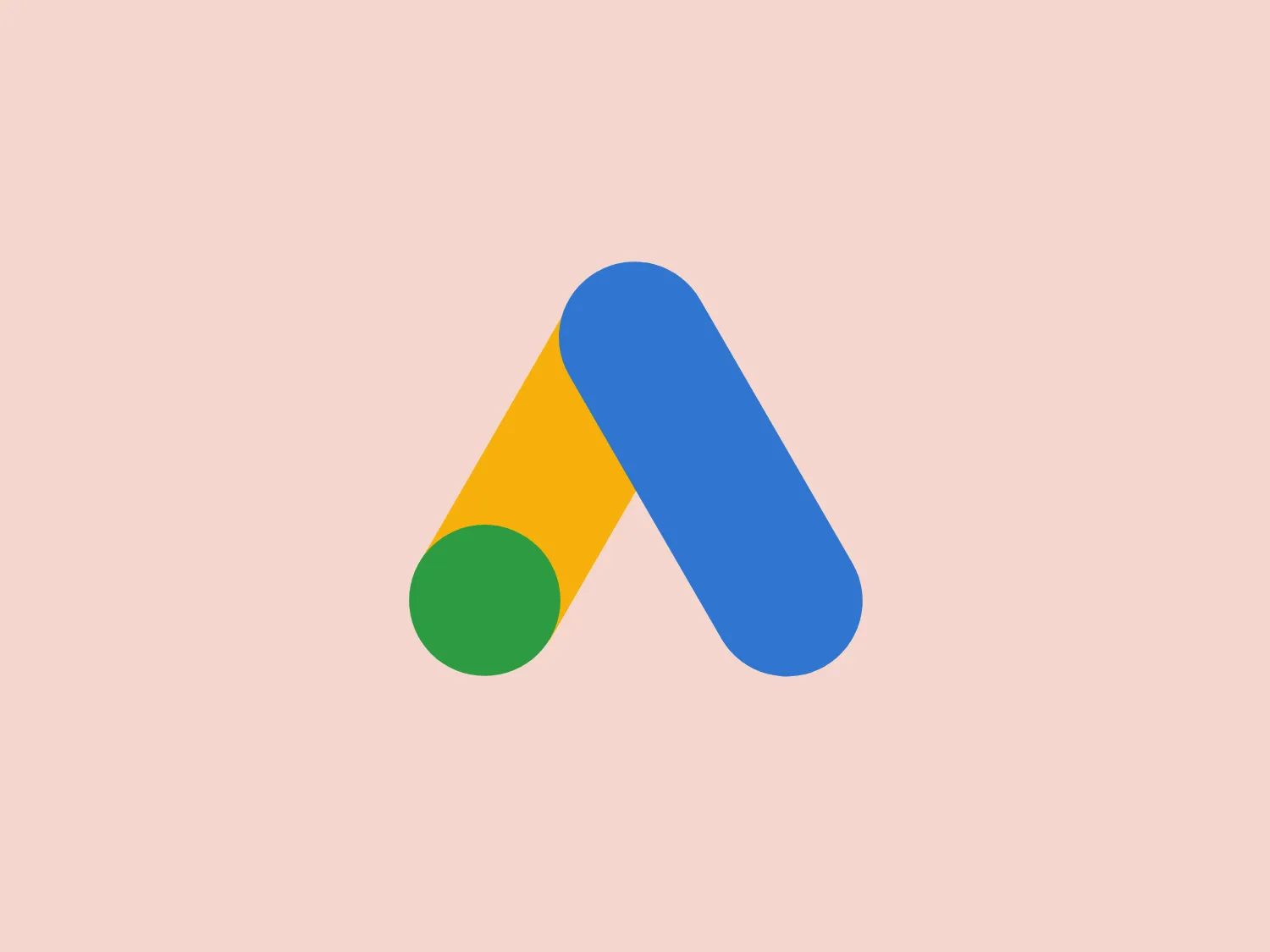 The Google Ads logo showcases a stylized letter "A" formed by an interconnected rounded rectangle and a circle. The right side of the "A" is a medium shade of blue in a rectangle shape, while the left side and base are represented by a vibrant green semicircle overlapping a mustard yellow triangle, creating a sense of depth and a subtle 3D effect. The use of simple geometric shapes and bold, primary colors results in a modern and versatile design that is easily identifiable for different branding purposes.
