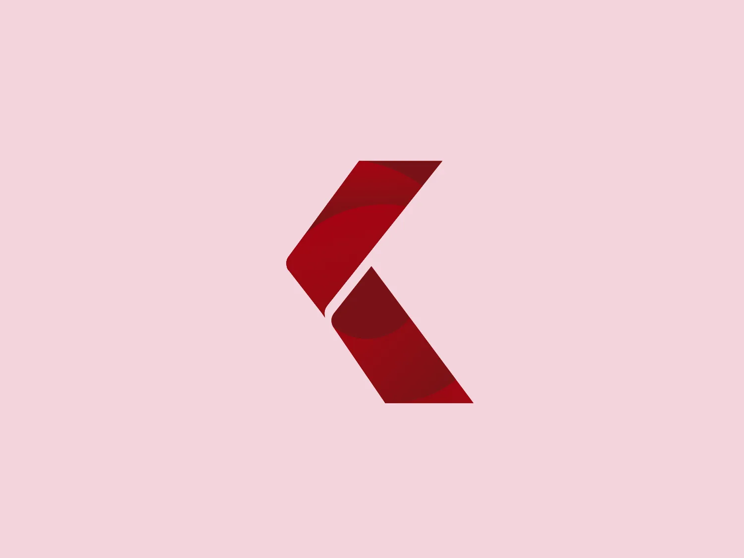 The logo for Kinocheck is an abstract, geometric design consisting of a stylized letter 'K'. Composed of two trapezoidal shapes, one positioned vertically and the other diagonally, the logo creates a three-dimensional appearance through the clever use of shading. The main color is a rich, dark red, with gradient effects adding depth and a sense of dimension. The aesthetic is modern, sleek, and bold, likely intended to convey innovation or dynamic action. Given the color palette of the logo, a lighter background that complements its sophistication would be appropriate.