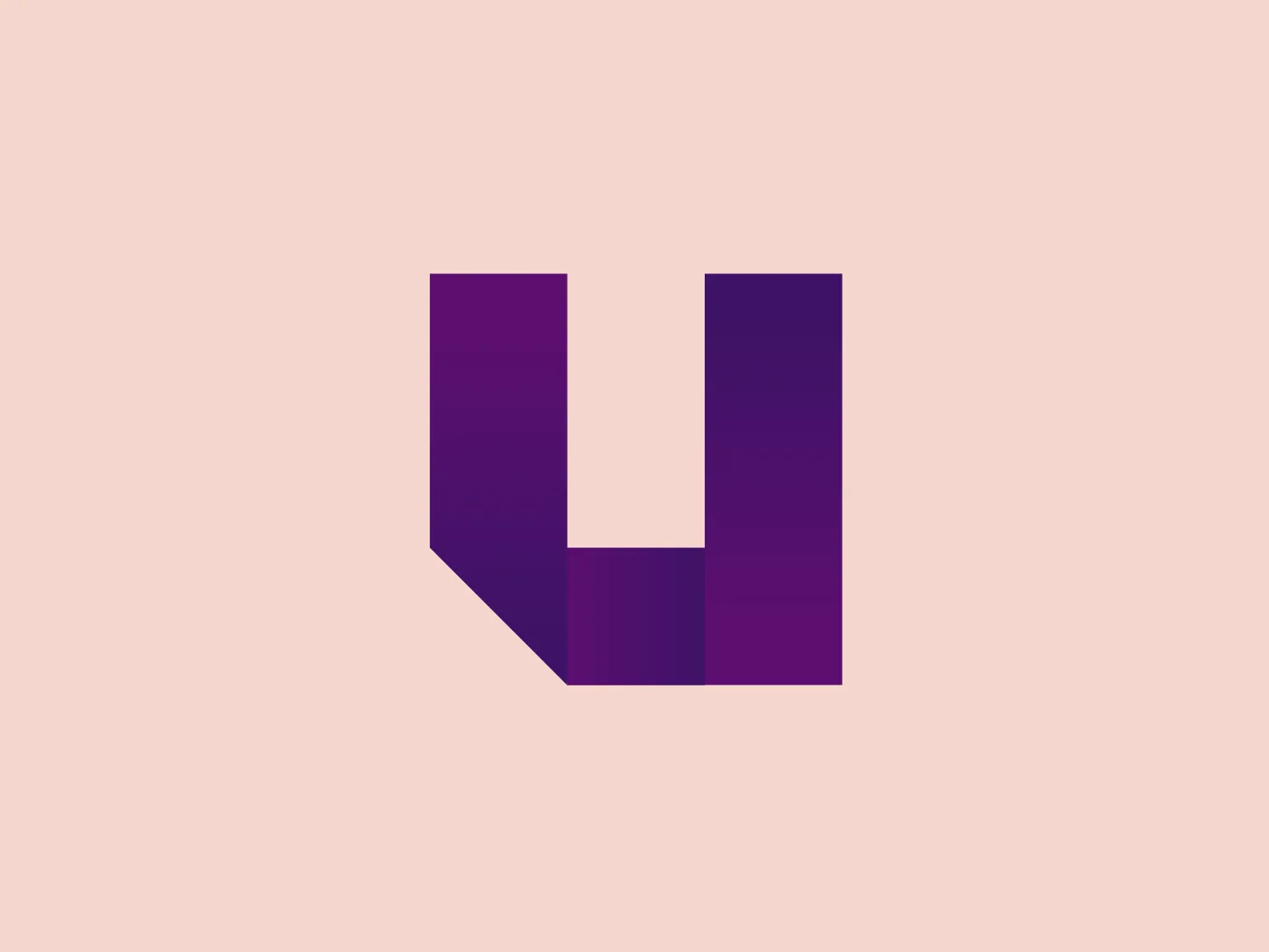 The logo for Unfold Consulting features a stylized letter "U" created with two purple shapes in varying shades, giving it a 3D appearance. The left part of the "U" is a deep purple (#6A1B9A), while the right part is slightly lighter (#9C27B0), creating a gradient effect. The design is modern and minimalistic, using geometric shapes and clean lines. The absence of embellishments makes it sleek and easily recognizable, and the use of negative space in the middle reinforces the letter form.