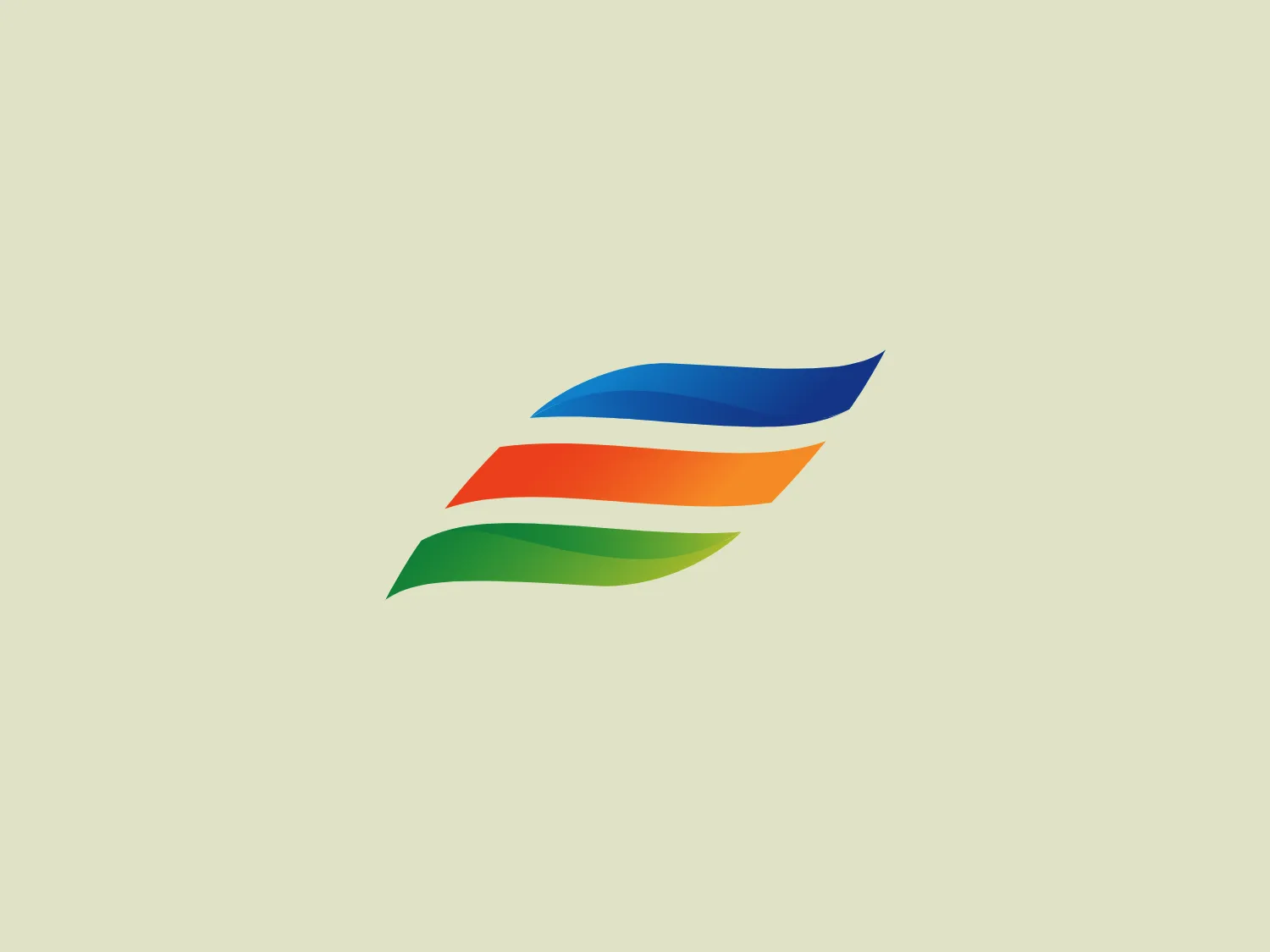 The Constellation logo features three curved stripes with a gradient color transition. The top stripe starts with a deep blue and transitions into a lighter blue, representing a sky or water element. The middle stripe moves through shades of orange to yellow, suggesting energy or a sunrise/sunset theme. The bottom stripe transitions from a leafy green to a lighter green, embodying a sense of growth or nature. Together, these stripes give an impression of motion, fluidity, and harmony in a minimalistic yet dynamic design, possibly suggestive of connectivity or movement. The overall design aesthetic is modern, sleek, and vibrant.