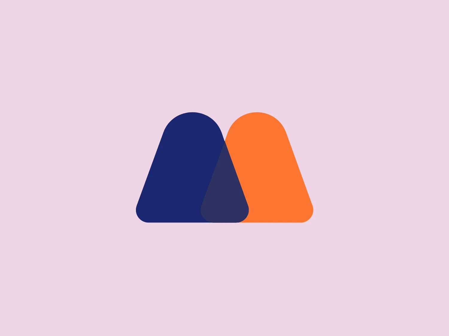 The Morphoses logo features a pair of side-by-side, three-dimensional triangular forms. The triangle on the left is colored in a deep, navy blue, while the one on the right boasts a vibrant orange hue. Both triangles have a flat base and a slightly rounded corner where the two shapes meet, giving a soft and modern aesthetic that suggests connection and unity between the two elements. The right triangle has a subtle shadow effect where it overlaps the left one, adding depth and dimension to the design. Overall, the logo exudes simplicity and balance, with a color palette that combines professionalism with energy.