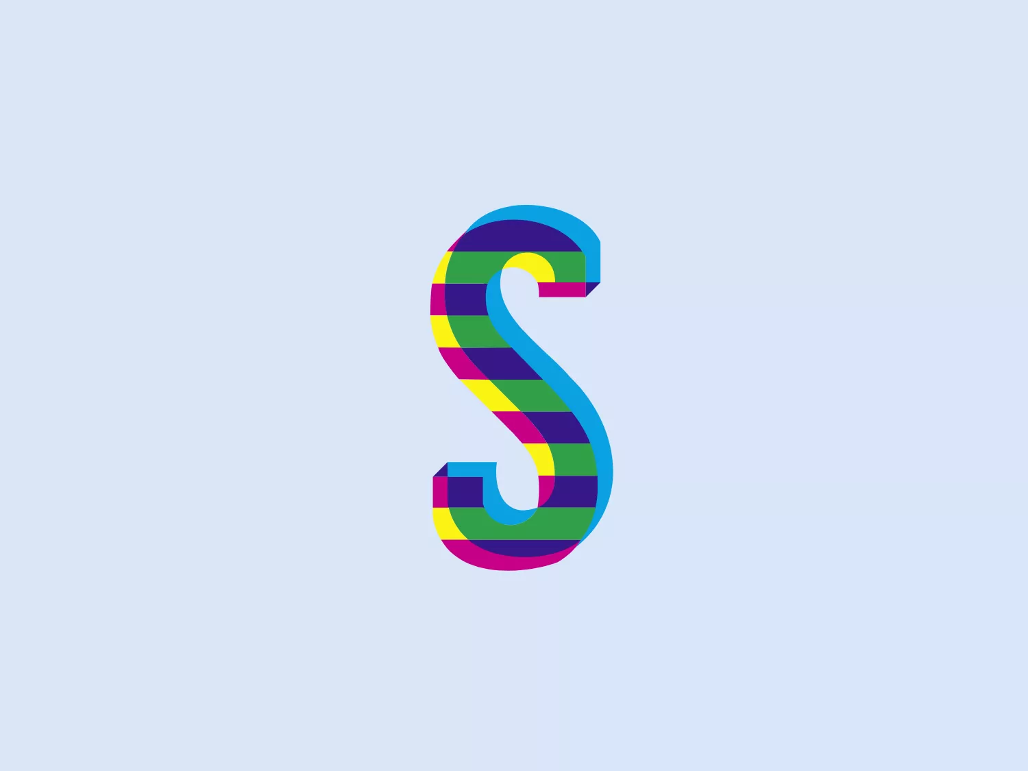 The Schmitz Druck & Medien logo features a stylized letter "S" with a striking diagonal striped pattern. The bright and varied color palette includes hues of blue, yellow, purple, green, and pink, creating a bold and playful aesthetic. The modern, sans-serif typeface of the "S" makes it versatile for various design applications. The evenly spaced stripes create a sense of uniformity amidst the color diversity.