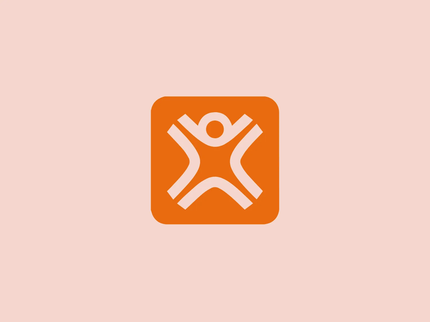 The XtremeMac logo showcases an abstract human-like figure in white against a vibrant orange square background. The figure is depicted in a leaping or celebratory pose, with arms extended upwards and legs wide apart. The stark contrast between the white figure and the orange background creates a vibrant and energetic visual. The overall design conveys a modern and dynamic aesthetic, evoking a sense of movement and positivity. The square's rounded edges soften the design, adding a touch of friendliness and approachability.