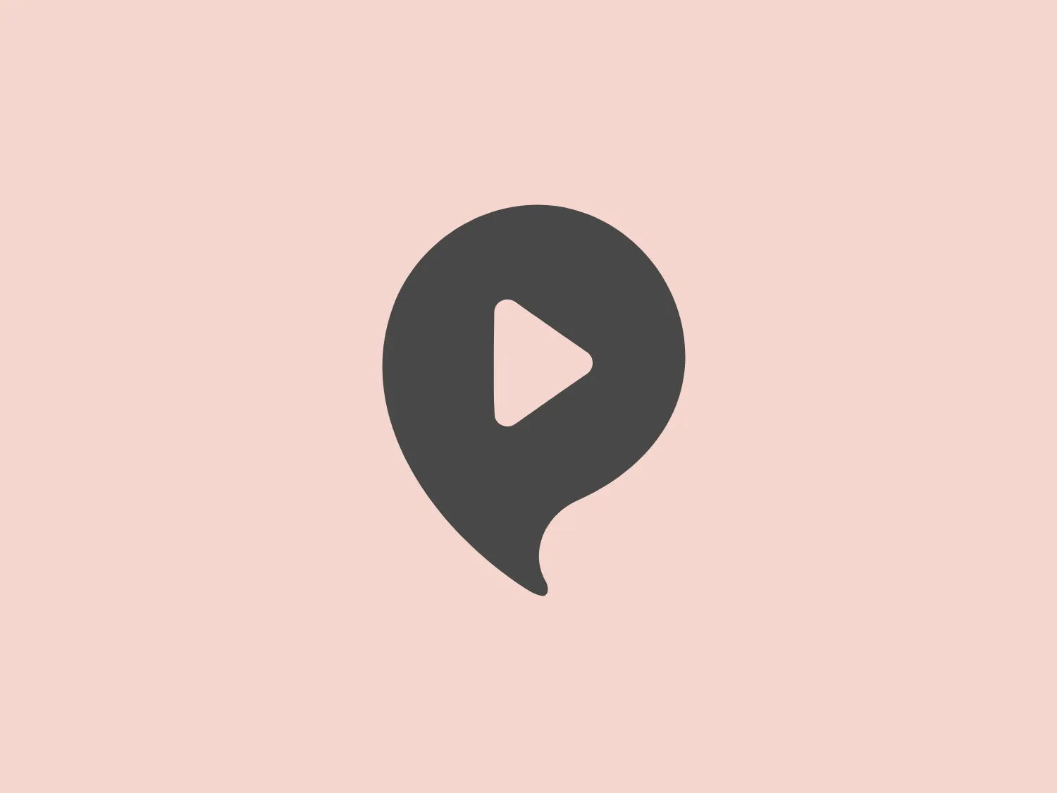 The logo for Pitchroom features a stylized speech bubble merged with a play button. The main shape resembles a teardrop or rounded comma, symbolizing the speech bubble, while a right-facing triangle within it represents the play icon. The speech bubble conveys communication or social media, while the play button typically signifies media, video content, or action. The design is a flat, medium teal green, evoking a modern and digital vibe that implies technology or media-focused branding. Its simplicity makes it versatile and easily recognizable.