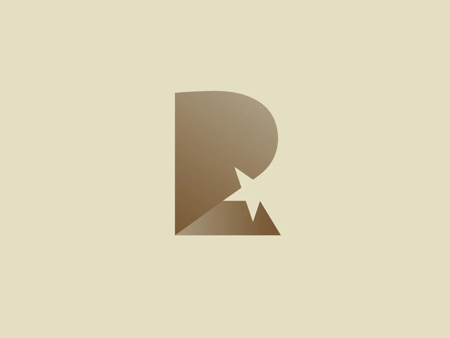 The Rialto Channel logo showcases a sleek, modern "R" with a warm, earthy brown tone and a negative space in the form of a star or sparkle, adding a dynamic and innovative element to the overall minimalist and professional design.