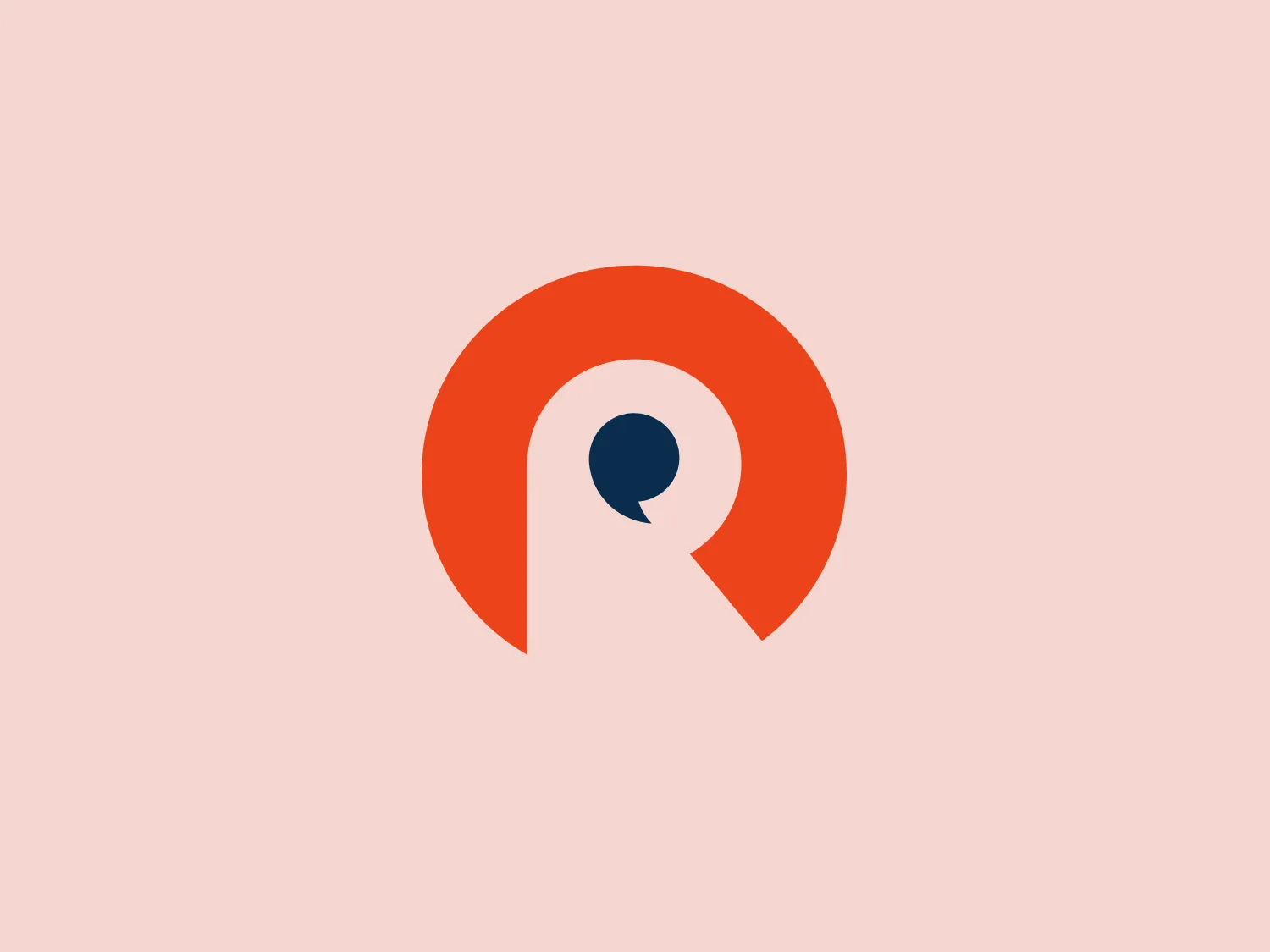 The Responsory logo is a stylized representation of the letter "P," with an outer orange shape and an inner blue shape at the end of the "P's" spine. The color palette consists of bold, contrasting colors - bright orange and deep blue - against a clean, white background. The design aesthetic is modern and minimalistic, creating a dynamic feel through the negative space between the orange and blue elements, suggesting movement or rotation. This simple yet striking design would stand out on a subtle, light background.
