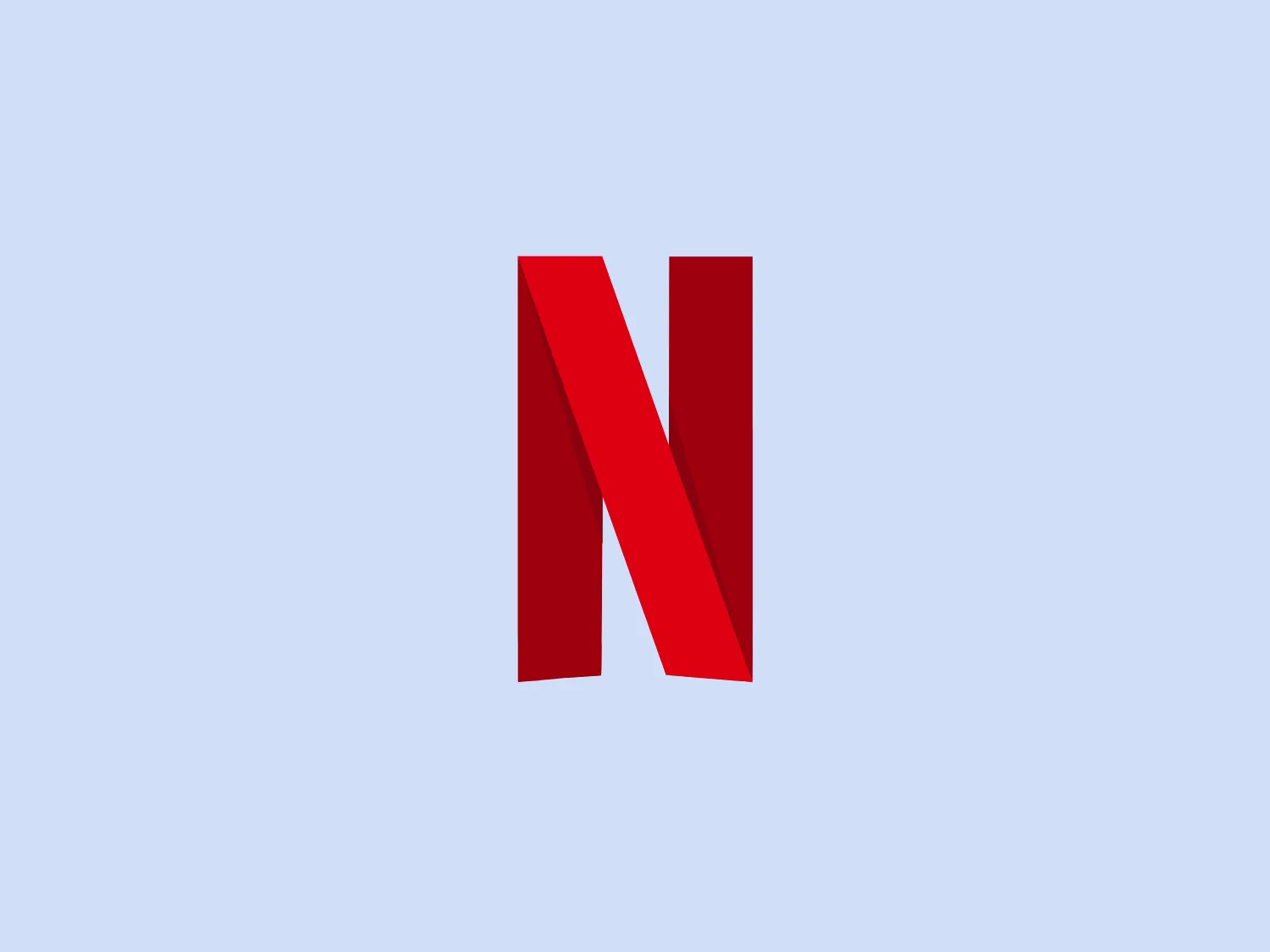 The Netflix logo consists of a bold uppercase "N" with a three-dimensional effect created by one vertical and two diagonal lines, giving the illusion of depth. The color of the "N" is a rich and vibrant red, with sharp edges and a sleek, modern look. Its design is minimalistic yet recognizable, with the absence of any additional embellishments or text. The three-dimensional design of the logo suggests dynamism and progressiveness.