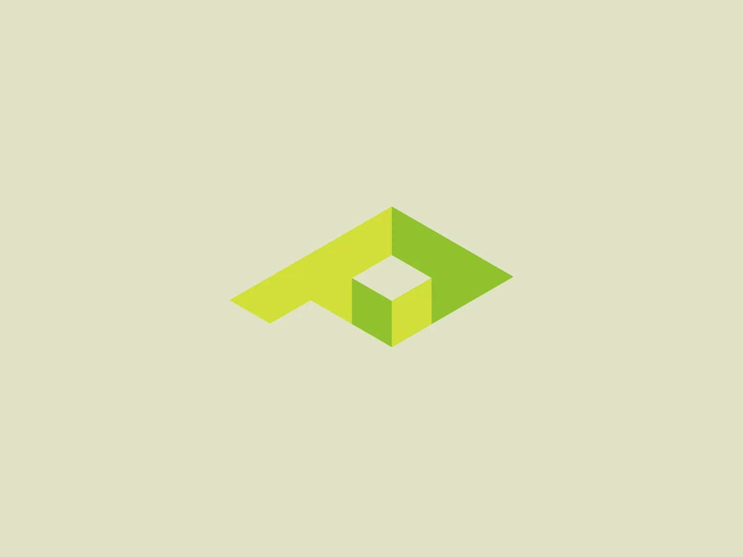 The PEC logo features a stylized, three-dimensional representation of a geometric shape resembling an arrow or a house roof, pointing upwards and to the right. It's comprised of two shades of green; a lighter lime green for the highlighted side and a deeper, more olive shade for the other plane, which together create a sense of depth and perspective. The design aesthetic is minimalist and modern, with clean lines and flat planes emphasizing simplicity and forward motion. An interesting feature is that the central part of the logo creates a negative space, forming a cube or box within the design.