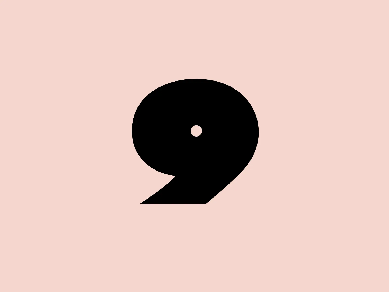 The image features a simple yet striking logo composed of black color. The Point Nine logo has a circular base with a tail-like curve extending from the bottom right, evoking the appearance of a stylized speech bubble or a thought balloon. It contains a small round dot, positioned off-center towards the top within the main circular shape, hinting at the concept of an eye or perhaps a focal point. The design is minimalist and contemporary, with a clean and bold silhouette that allows for versatile application across various mediums. The logo's abstract nature gives it a dynamic and modern feel.