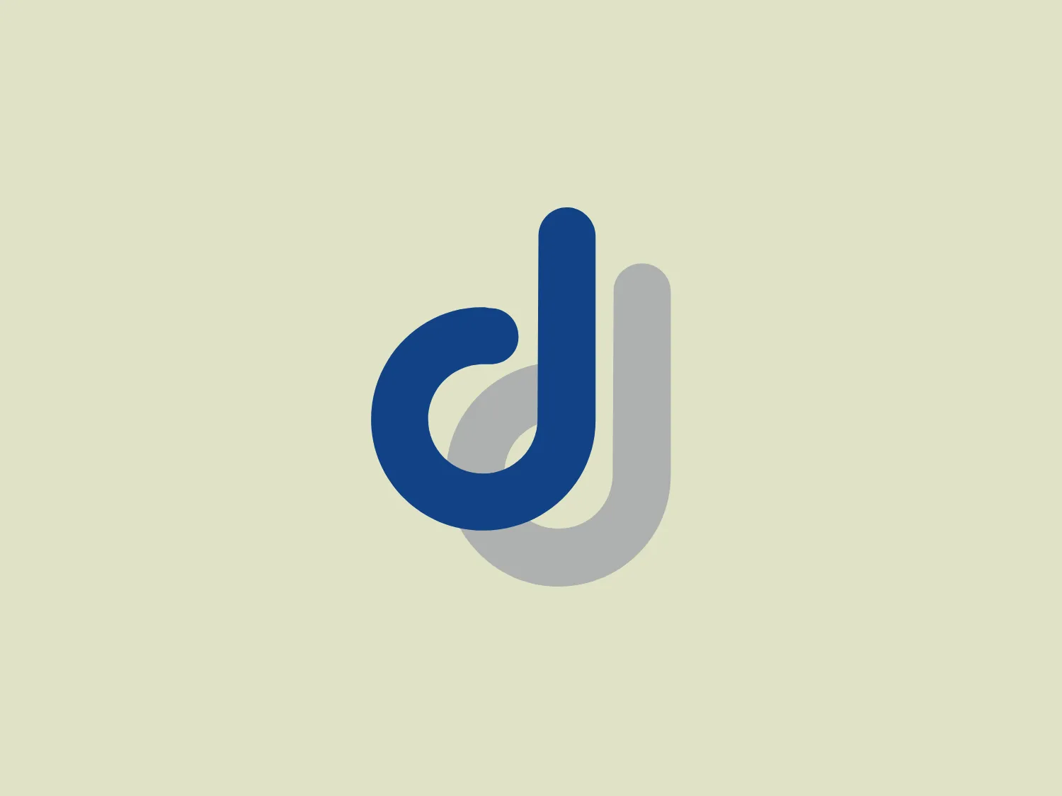 The Deuter logo features a modern and stylized lowercase letter 'd' interlocking with an abstract, curved shape resembling a lowercase 'j'. The 'd' is in a deep, bold blue color, while the 'j' is in a lighter shade of grey, creating a nice contrast and enhancing the three-dimensional effect. The design aesthetic is clean, sleek, and contemporary, with the use of negative space and the interaction between the two elements giving it a dynamic and cohesive look. It's a simple yet sophisticated logo that would be easily recognizable.
