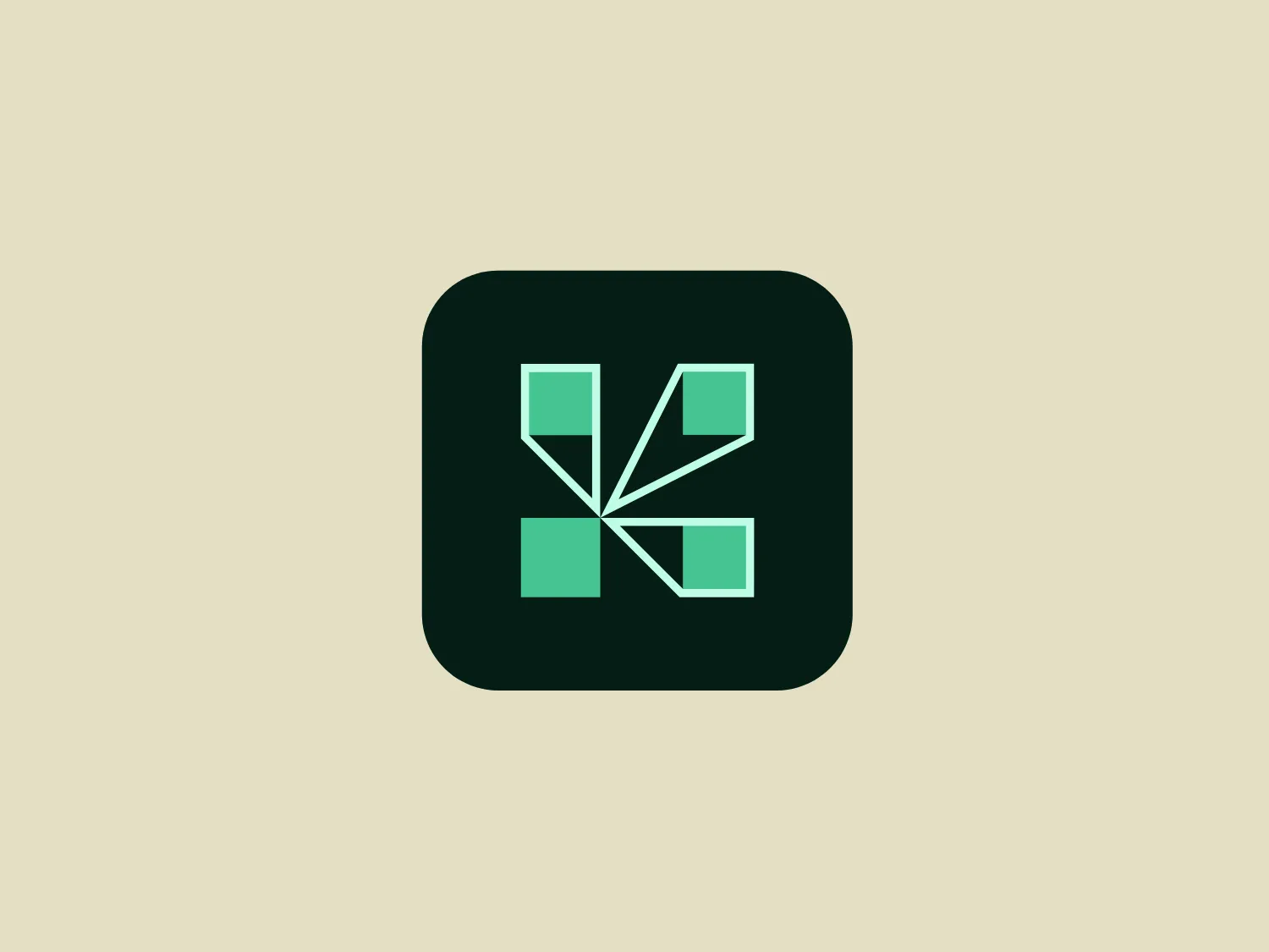 The Adobe Connect logo features a stylized, geometric emblem composed of four interlocking squares, tilted to form a dynamic, pinwheel-like shape. The squares vary in shades of green, creating depth and a sense of motion. Two of the squares have a darker hue, while the other two showcase a lighter green, contributing to the visual contrast. The entire design is enclosed within a rounded square with a rich, dark green, almost black background, providing a strong boundary for the elements within. The overall aesthetic is modern, clean, and suggests connectivity or technological innovation.