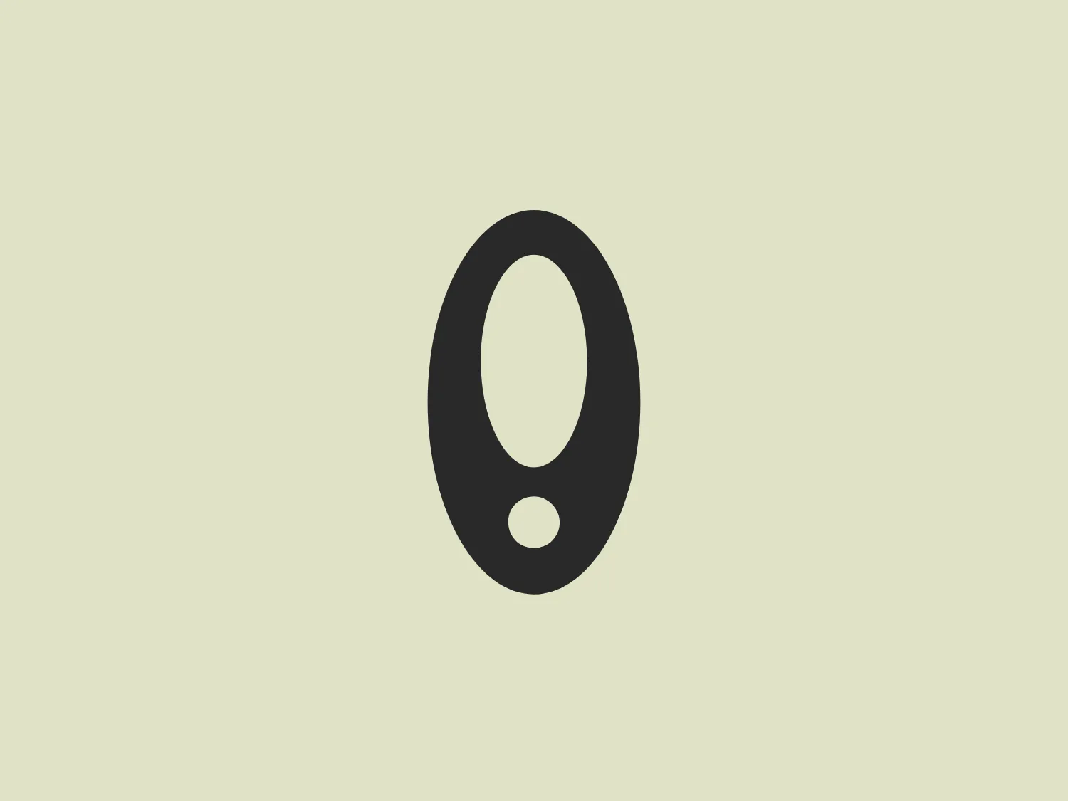 The logo presents a stylized modern interpretation of the number 0, almost resembling a geographical marker or pin. It is designed using varying shades of dark grey with a matte finish. The design features a solid fill for the overall shape, with a smaller circle or dot near the bottom acting as a sort of counterbalance or point of interest. It is simple yet distinctive, using minimalist design principles with smooth, rounded edges conveying a soft and approachable aesthetic for GWM Ora.